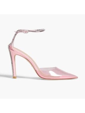 Stuart Weitzman Glam 100 Pink Crystal-embellished PVC Pumps Heels US 8